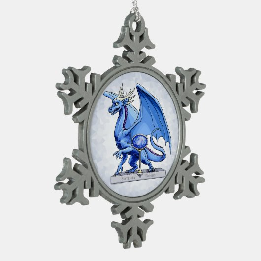 Birthstone-Drache vom September: Saphire Schneeflocken Zinn-Ornament (Links)