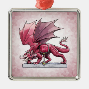 Birthstone Dragon - Januar Garnet Ornament Aus Metall