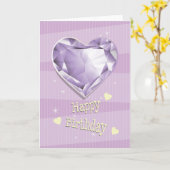 Birthstone Februar Lila Amethyst Herz Geburtstag Karte (Gelbe Blume)