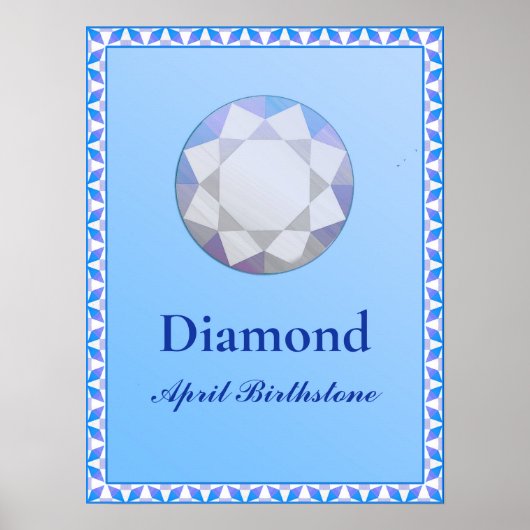 Birthstone Illustration für April - Diamond Poster (Vorne)