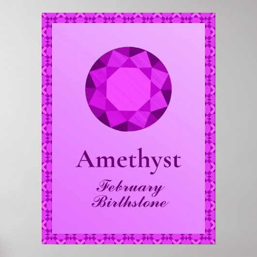 Birthstone Illustration für Februar - Amethyst Poster (Vorne)