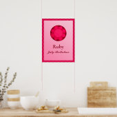 Birthstone Illustration für Juli - Ruby Poster (Küche)