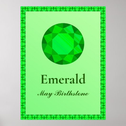 Birthstone Illustration für Mai - Emerald Poster (Vorne)