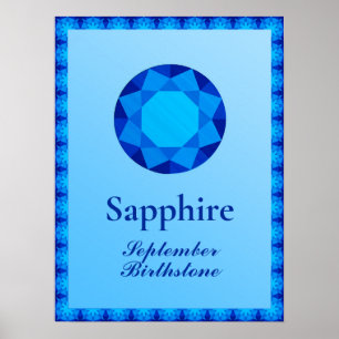 Birthstone Illustration für September - Saphire Poster