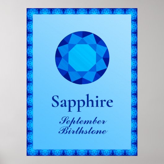 Birthstone Illustration für September - Saphire Poster (Vorne)