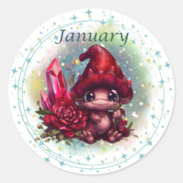 Birthstone January Garnet Dragon Sticker