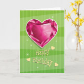 Birthstone July Red Ruby Heart Birthday Karte (Gelbe Blume)