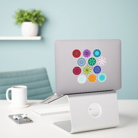 Birthstone Mandala Sticker Pack (Laptop auf Schreibtisch)
