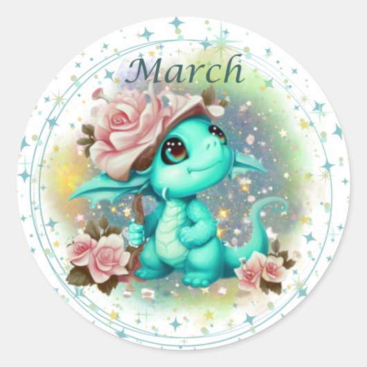 Birthstone März Aquamarine Dragon Sticker (Vorderseite)