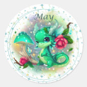 Birthstone May Emerald Dragon Sticker (Vorderseite)