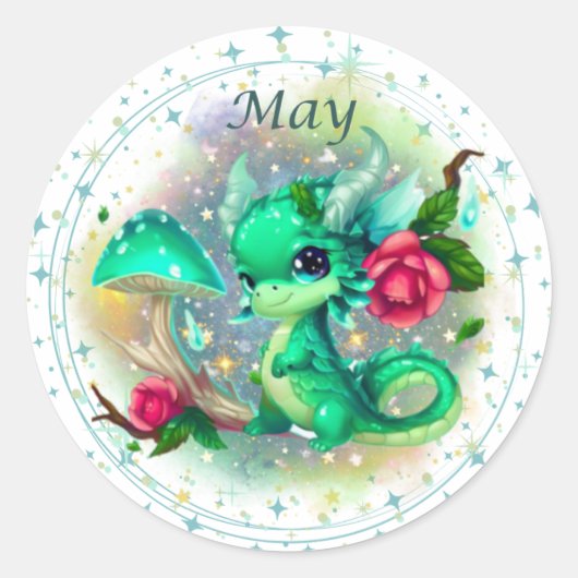 Birthstone May Emerald Dragon Sticker (Vorderseite)