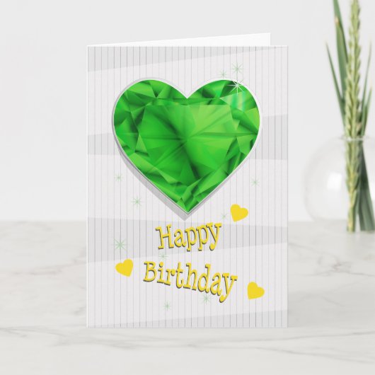 Birthstone May Green Emerald Heart Birthday Karte (Vorderseite)