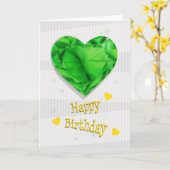 Birthstone May Green Emerald Heart Birthday Karte (Gelbe Blume)