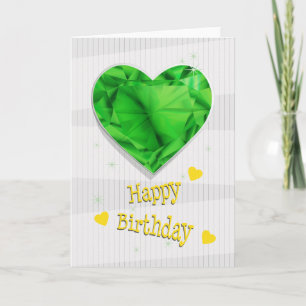 Birthstone May Green Emerald Heart Geburtstag Karte