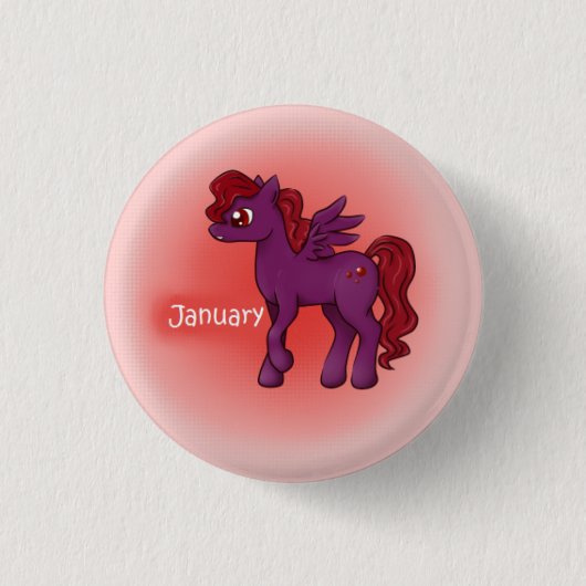 Birthstone Pegasus Pony Januar/Granat Button (Vorderseite)