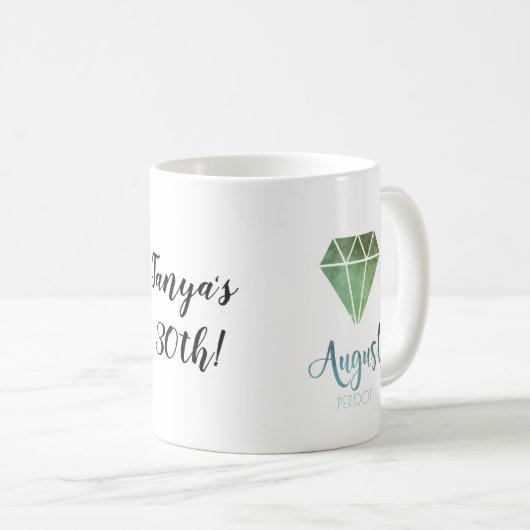 Birthstone Tasse August Peridot (VorderseiteRechts)