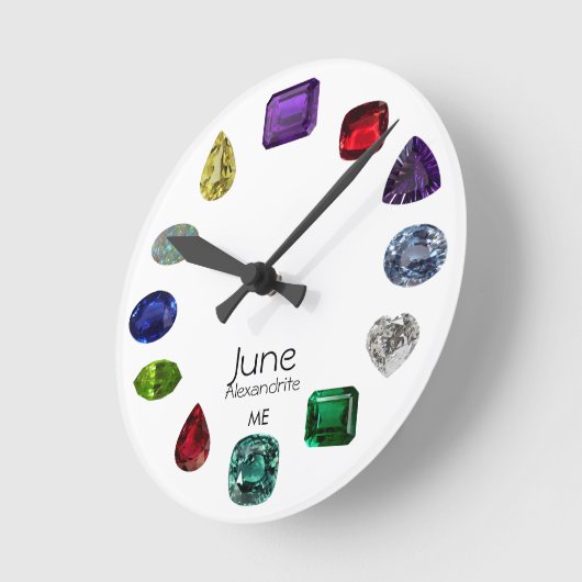 Birthstone Uhr, Juni Runde Wanduhr (Winkel)
