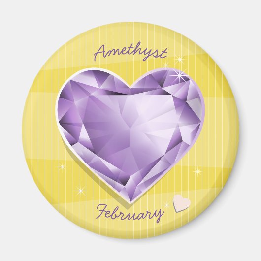 Birthstones February Amethyst Lila/lilac Herz Magnet (Vorne)