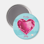 Birthstones July Ruby Red Heart Magnet (Vorderseite/Rückseite)