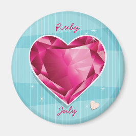 Birthstones July Ruby Red Heart Magnet
