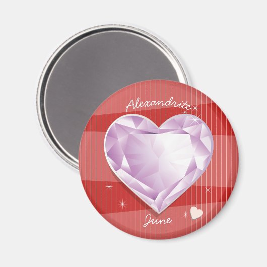 Birthstones June Alexandrite Pink Lila Herz Magnet (Vorderseite/Rückseite)