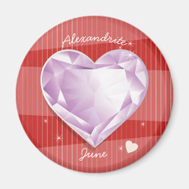 Birthstones June Alexandrite Pink Lila Herz Magnet