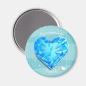 Birthstones März Aquamarine blaues Herz Magnet (Vorderseite/Rückseite)