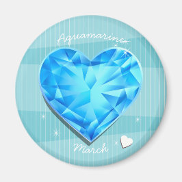 Birthstones März Aquamarine blaues Herz Magnet