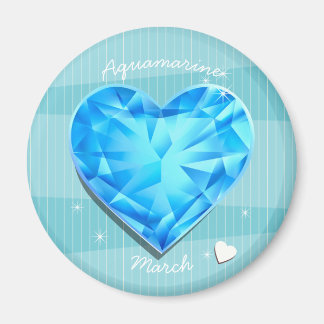 Birthstones März Aquamarine blaues Herz Magnet