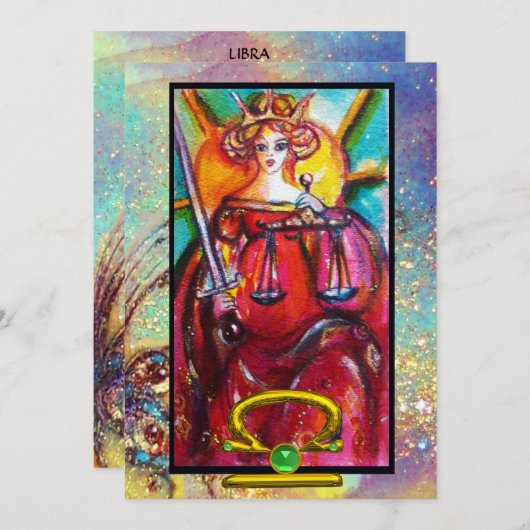 BIRTHTAG LIBRA, JUSTIZ TAROT ASTROLOGIE ZODIAC KARTE (Vorne/Hinten)
