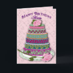 BIRTHTAG - MAMA - TIERD BIRTHDAY CAKE ROSE KARTE<br><div class="desc">SCHWEIZFEMININ BIRTHTAGE GREETING MIT MULTITITITIERD DEKORATISIERTEN KAK - SIEHE ANDERE GEBURTSTAGSKARTEN GLEICHES BILD,  SECRET PAL,  SISTER,  GIRLFRIEND,  DAUGHTER,  SISTER IN GESETZ</div>