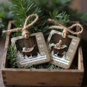 Birwn Burlap Pine Tree Baby Birth Stats & Fotos Keramikornament