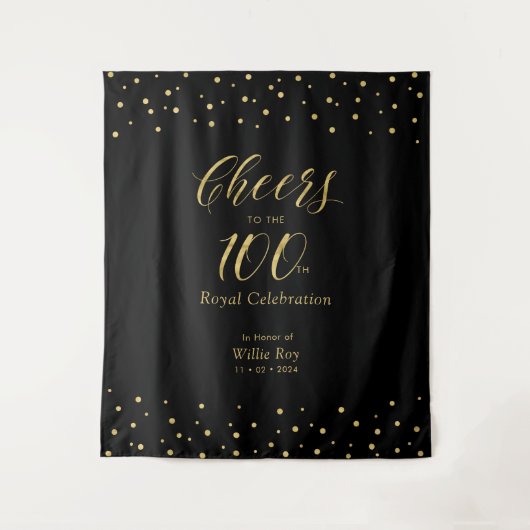 Bis 100 | Gold & Black 100. Feier Wandteppich (Vorderseite)