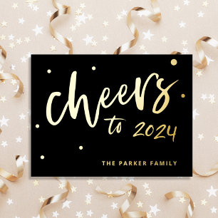 Bis 2024   Neujahr Typografie Gold Folien Feiertagspostkarte