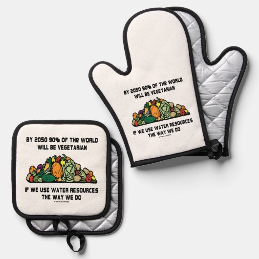 Bis 2050 werden 90% der Welt Vegetarier sein Ofenhandschuh & Topflappen-Set (Vorderseite/Rückseite)