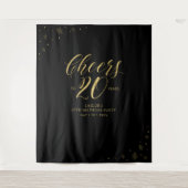 Bis 20 Jahre | Gold & Black Birthday Party Wandteppich (Vorderseite)
