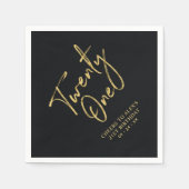 Bis 21 | Modernes Schwarzes 21. Geburtstag Party Serviette (Vorderseite)