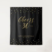 Bis 30 Jahre | Gold & Black Birthday Party T Wandteppich (Vorderseite)