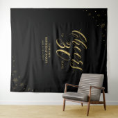 Bis 30 Jahre | Gold & Black Birthday Party Wandteppich (Beispiel (Horizontal))