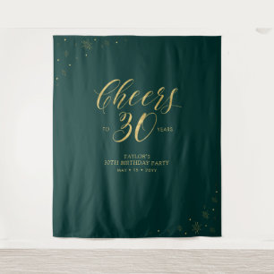 Bis 30 Jahre Gold & Green Geburtstagsparty Wandteppich