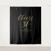 Bis 31 Jahre | Gold & Black Birthday Party Wandteppich (Vorderseite)