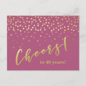 Bis 40 Jahre! Glamour Gold Glitzern Postkarte (Vorderseite)