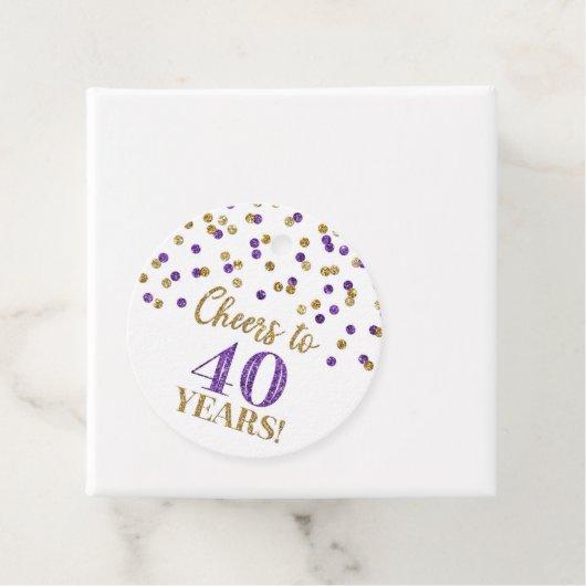 Bis 40 Jahre Gold Lila Confetti Geschenkanhänger (Beispiel)