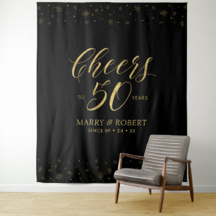 Bis 50 Jahre 50 Jahre Gold & Black Wandteppich