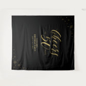 Bis 50 Jahre | Gold & Black Birthday Party Wandteppich (Vorderseite (Horizontal))