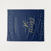 Bis 50 Jahre | Gold & Navy 50. Geburtstag Wandteppich (Vorderseite (Horizontal))