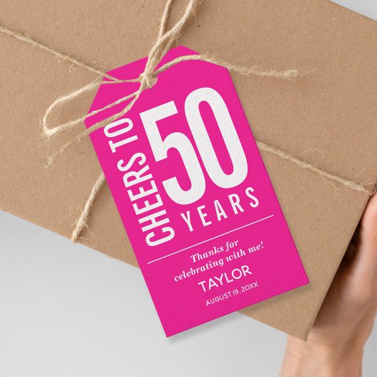 Bis 50 Jahre Hot-Pink-Gastgeschenk Geschenkanhänger