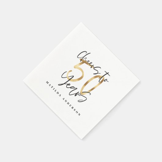 Bis 50 Jahre Schwarz und Gold modern stilvoll Serviette (Ecke)