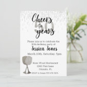 Bis 50 Jahre Silberwein aus Glitzer Einladung (Stehend Vorderseite)