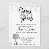 Bis 50 Jahre Silberwein aus Glitzer Einladung (Vorne/Hinten)
